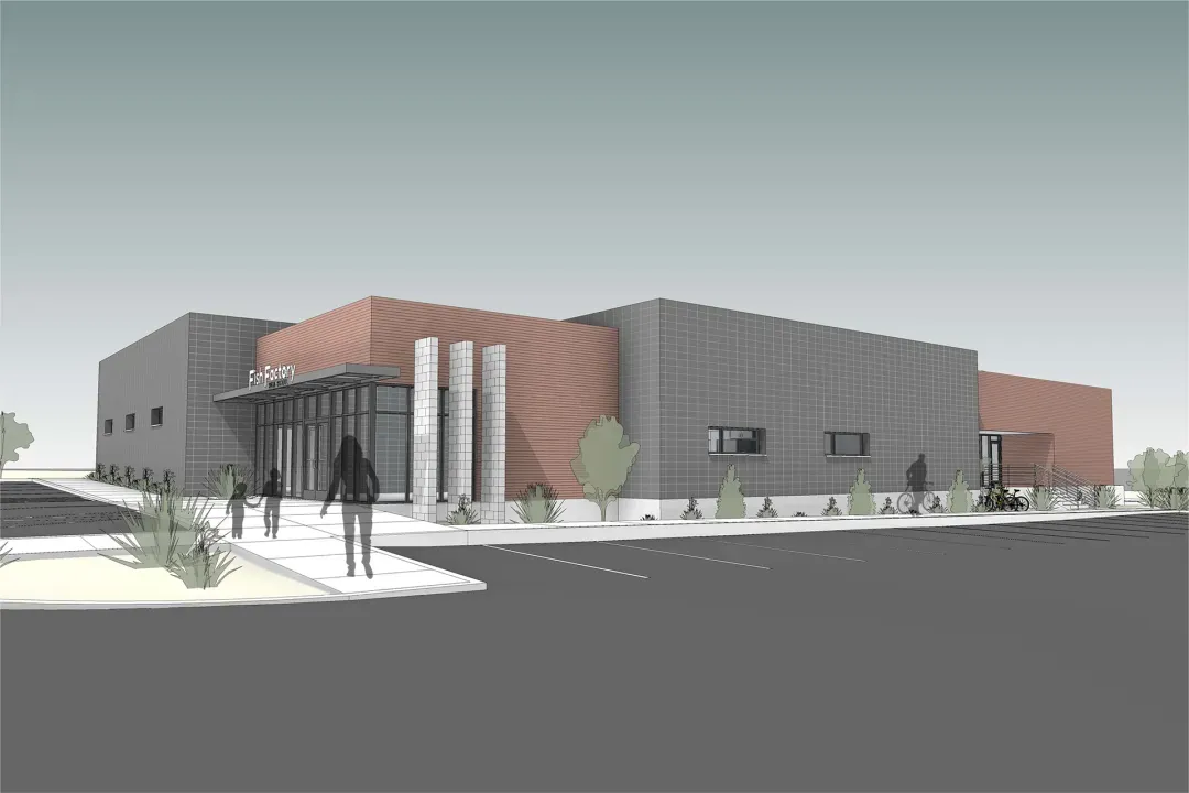 Fish Factory Swim School - 3D Rendering - Exterior Side View