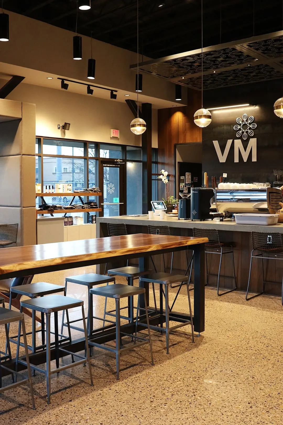 View of warmly list front counter and seating area.