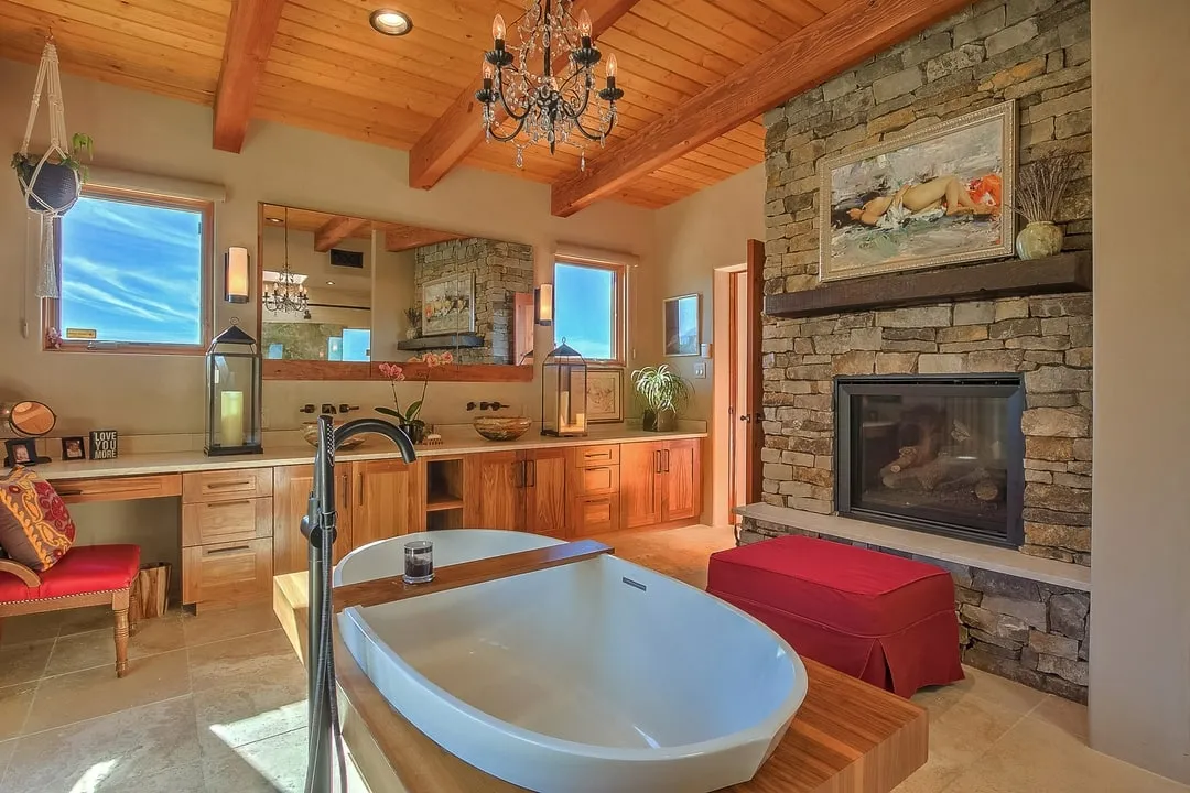 Harvey Residence - Interiors - Bathroom and Fireplace