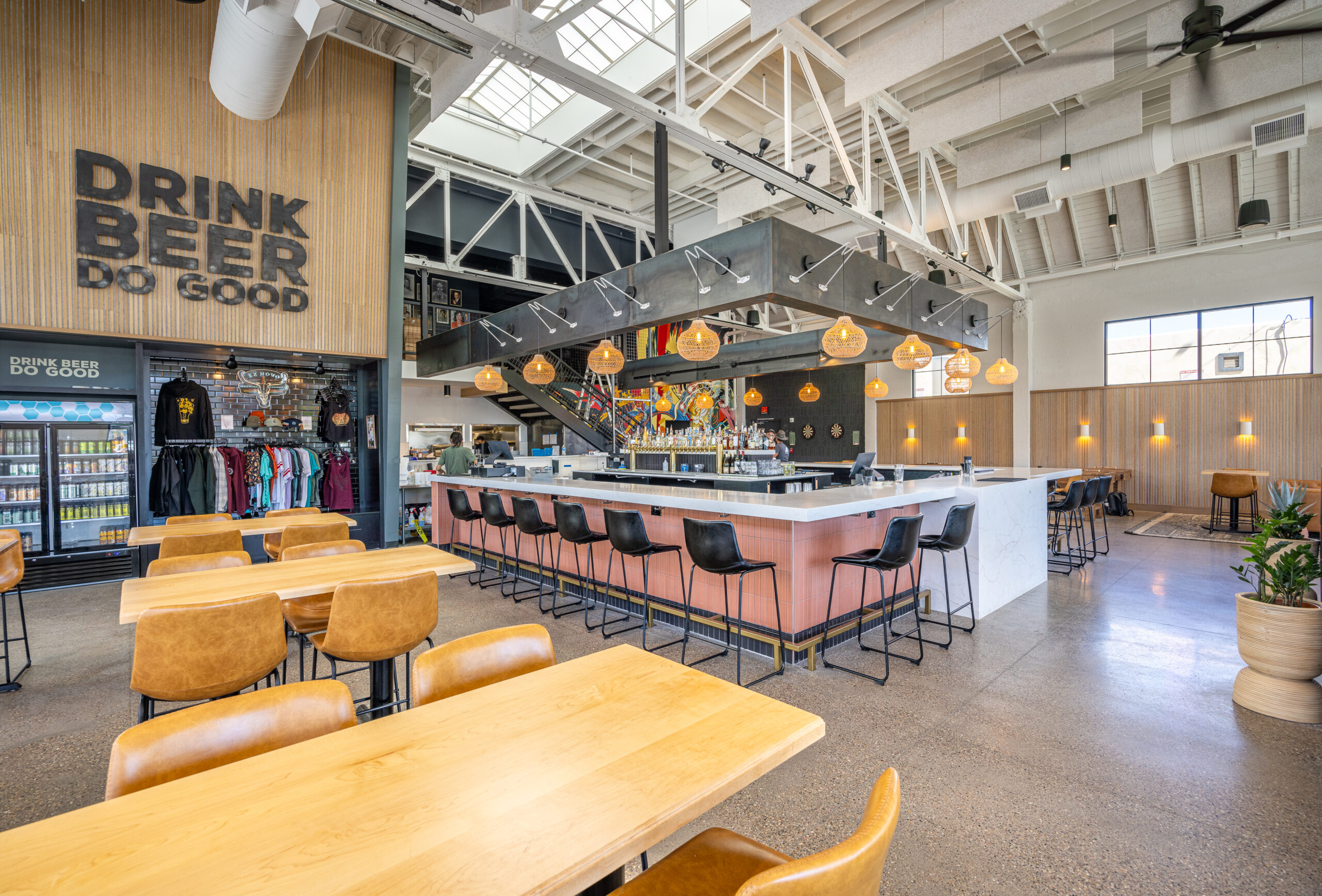 View of bar from the seating area at Ex Novo Downtown