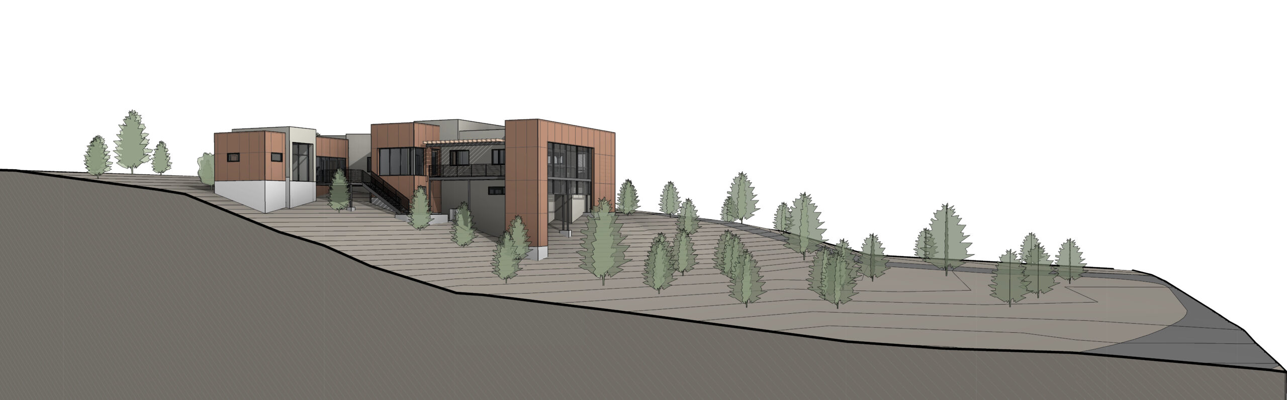 3D Rendering of a home on a hill